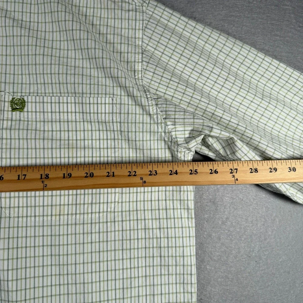 Cinch Mens Green White Micro Check Plaid Button Down Shirt Large MT10321111